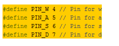 CODE - Define the Pins for Input Into the Arduino